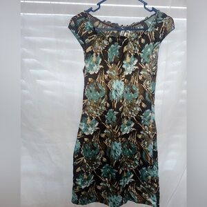 To the Max Teal and Brown Floral Long Sleeve Dress